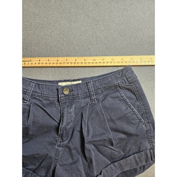 Abercrombie & Fitch Shorts Women's Size 0 Blue A&F High Rise Chino Cuffed Shorts - Picture 3 of 5